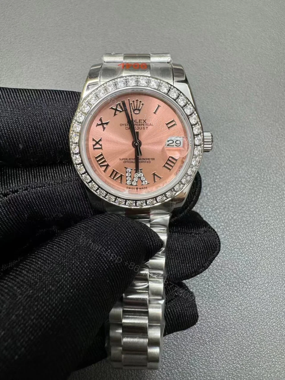 View 2 of Replica Rolex Datejust Pink set with diamonds Dial 278384RBR 31 mm