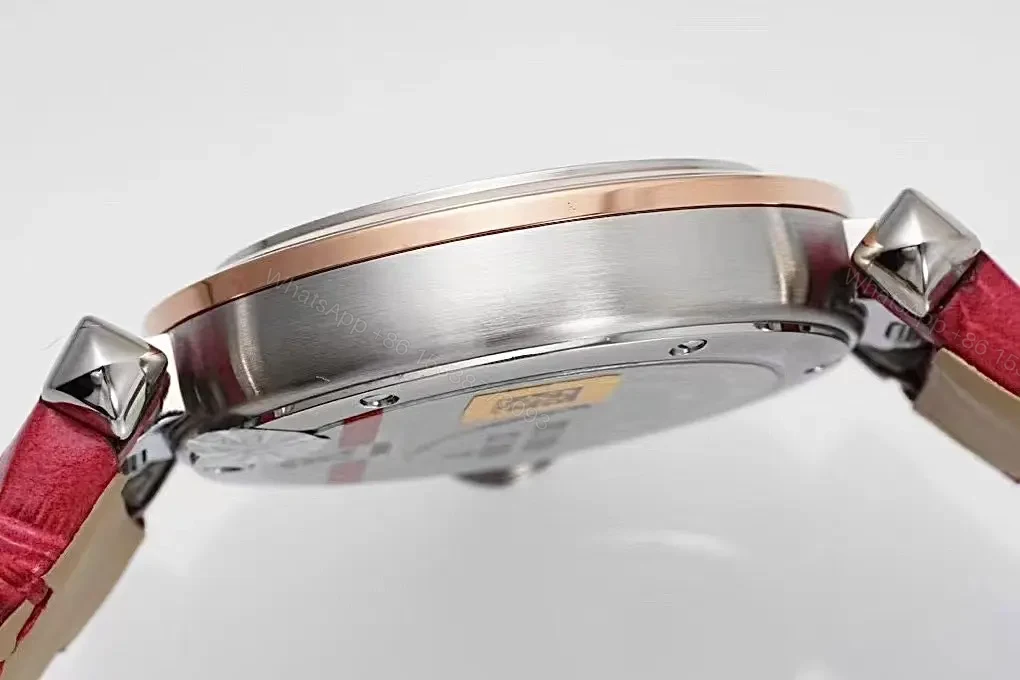 View 6 of JF Factory Cartier Pasha de Cartier Women’s Watch, 30mm, Rose Gold and Stainless Steel, Red Leather Strap, Cal.157 Swiss Quartz Movement
