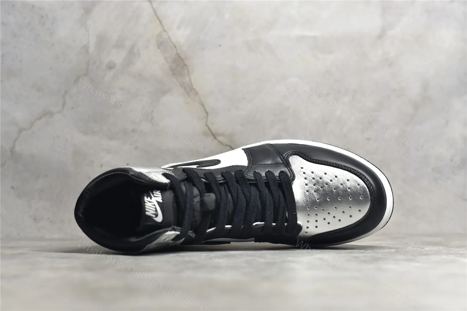 View 5 of Air Jordan 1 Retro High “Silver Toe” Replica