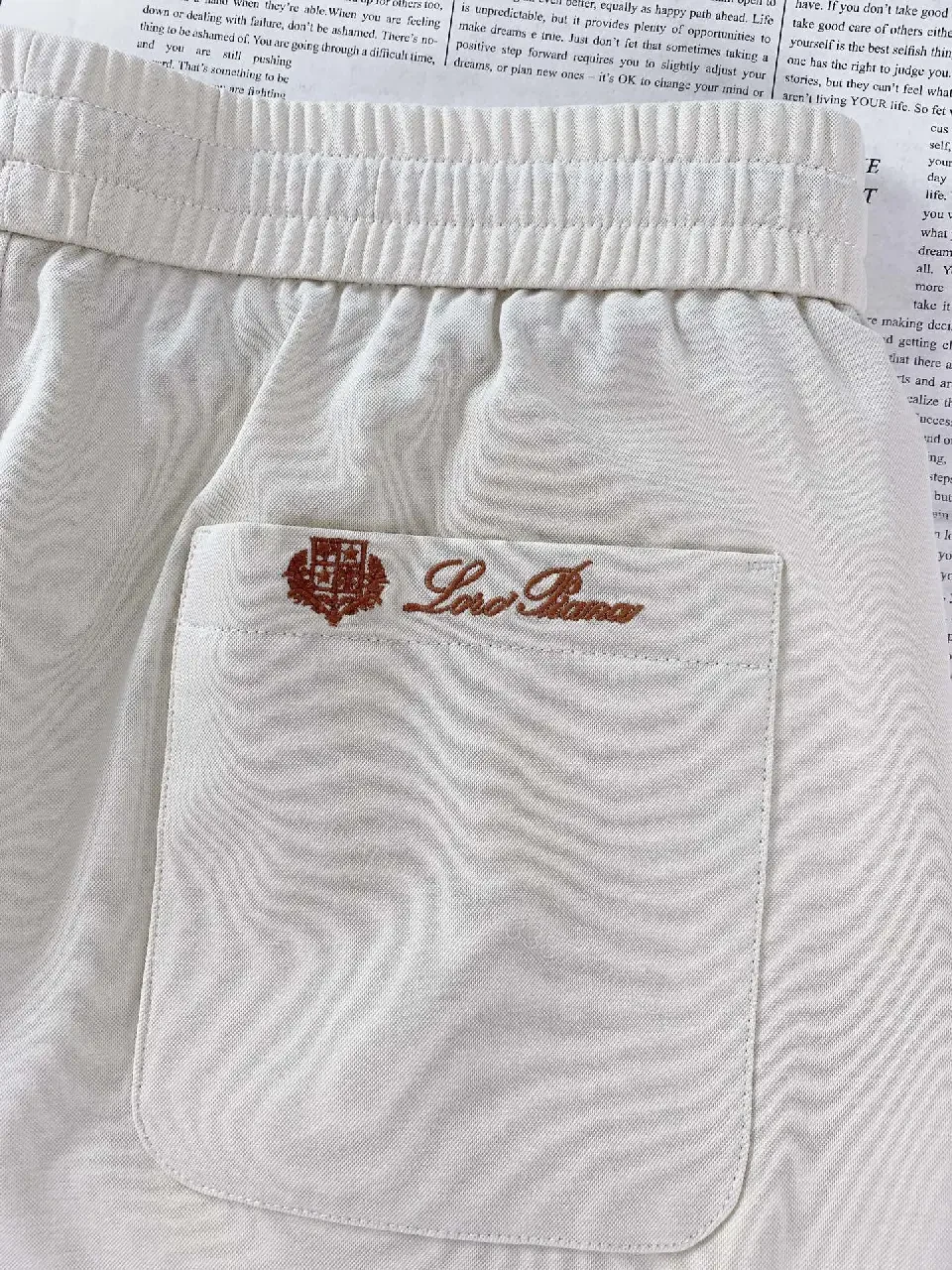 View 9 of Light Beige Drawstring Relaxed Pants with Elastic Waist, Smooth Solid Fabric, Full-Length Straight-Leg
