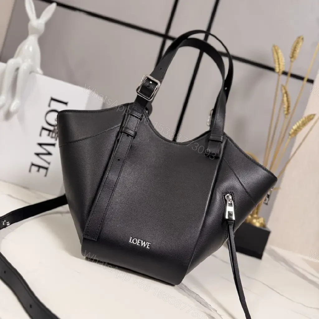 View 6 of Black Leather Tote, Structured, Luxe, Everyday Carry bag