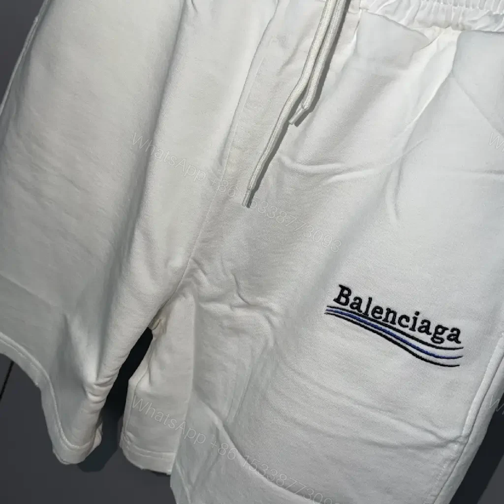 View 4 of White Nylon Casual Drawstring Balenciaga Logo Shorts
