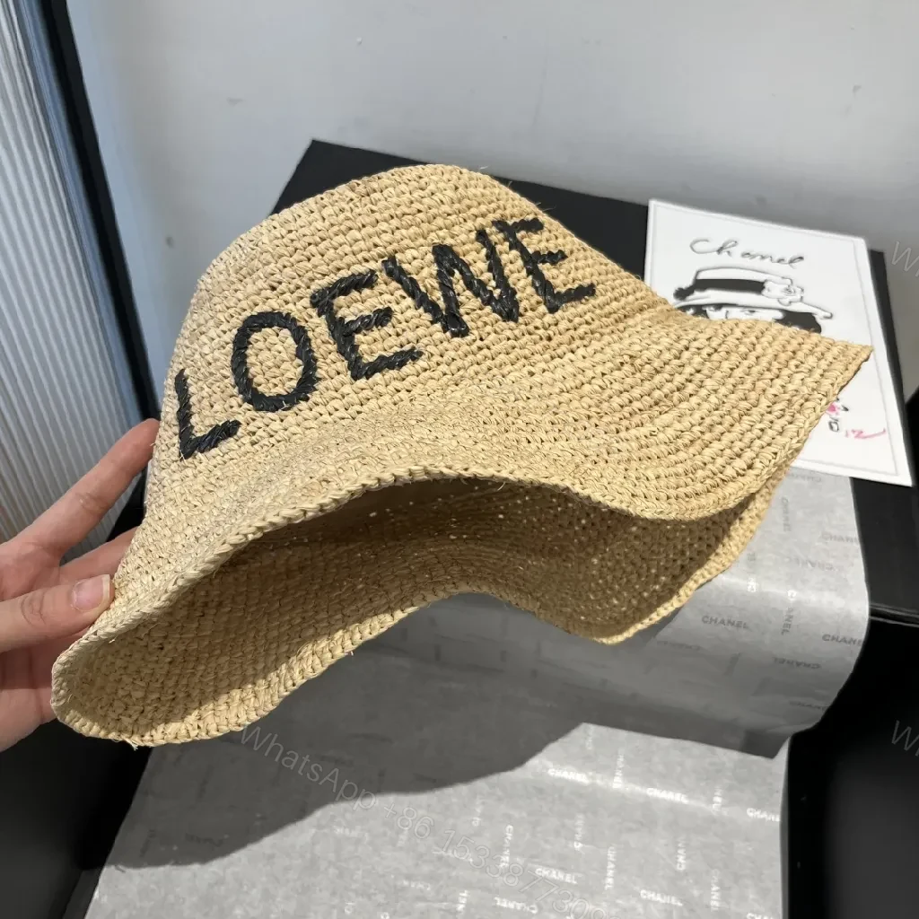 View 6 of Textured Straw Hat with Bold Lettering—Lux Breathable Sunhat