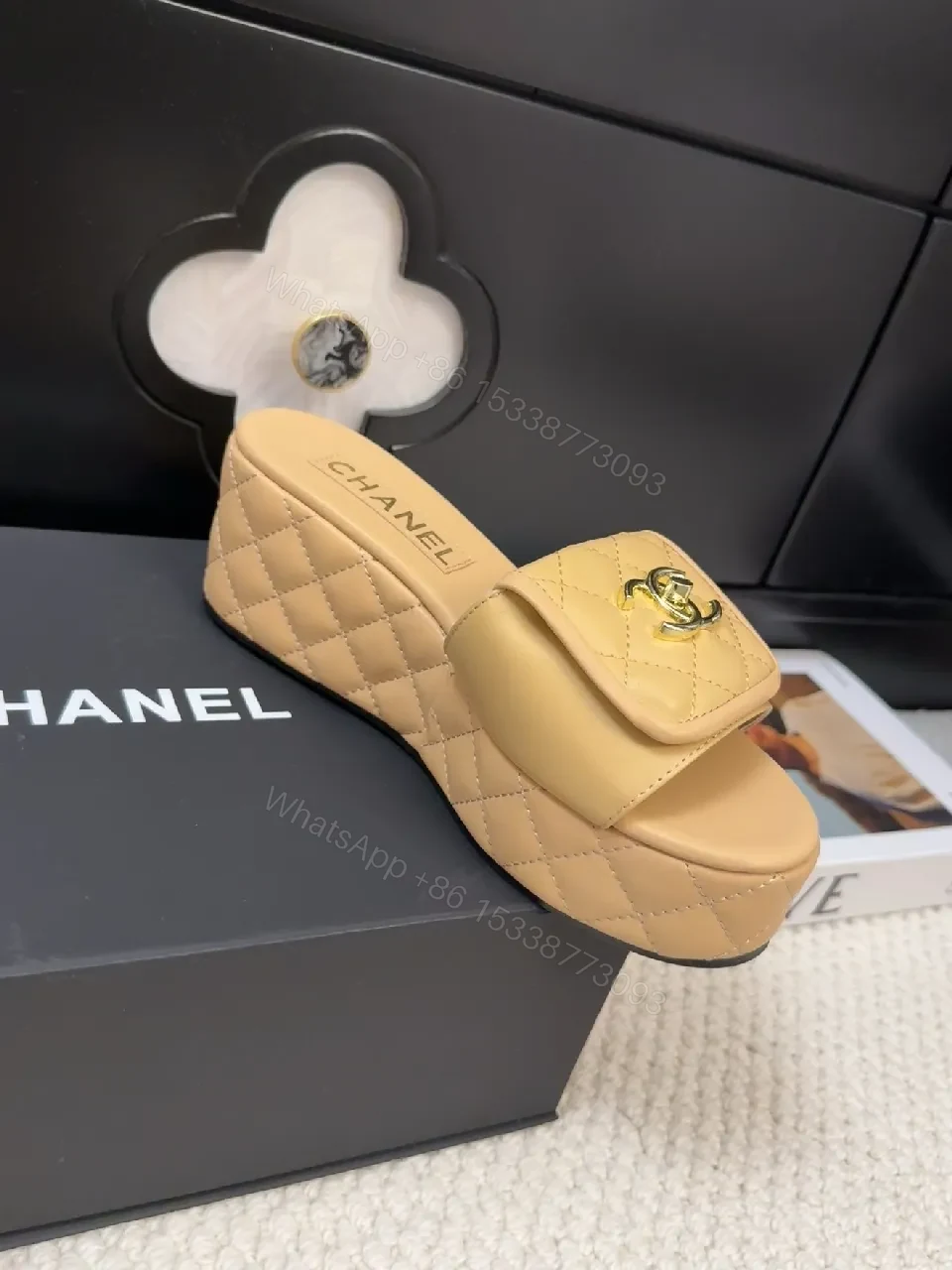 View 4 of Quilted Beige Slide Sandals – Elevated Casual Luxe