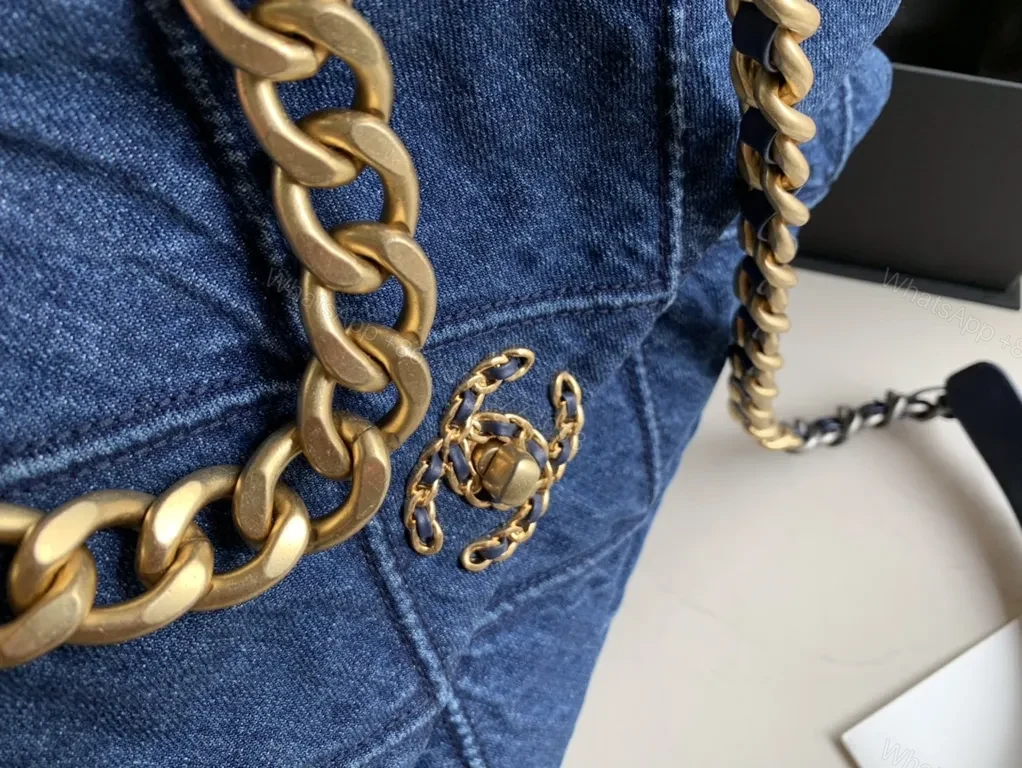 View 8 of Denim Velvet Chanel-Inspired Shoulder Bag: Modern Luxury