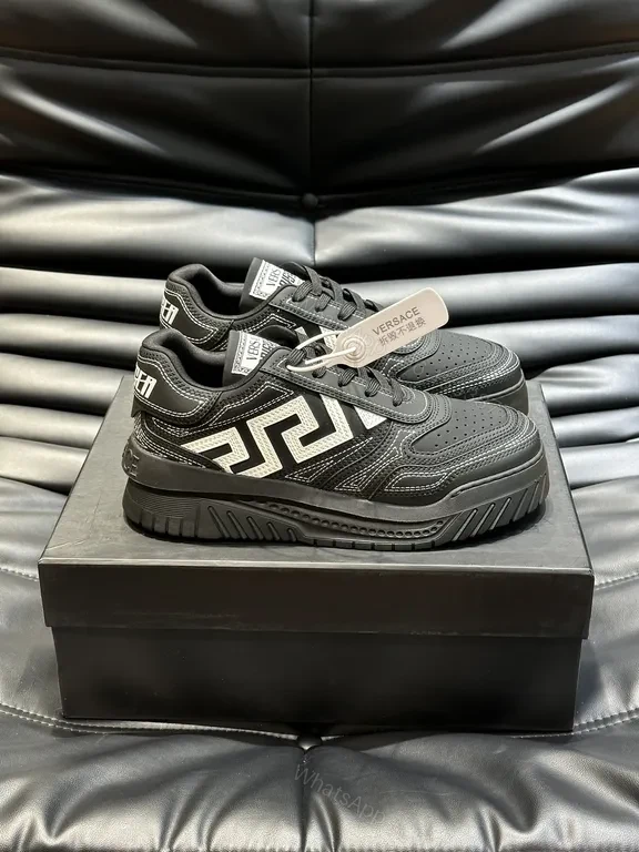 View 3 of Versace-Inspired London Runner Sneakers: Black, Premium Leather