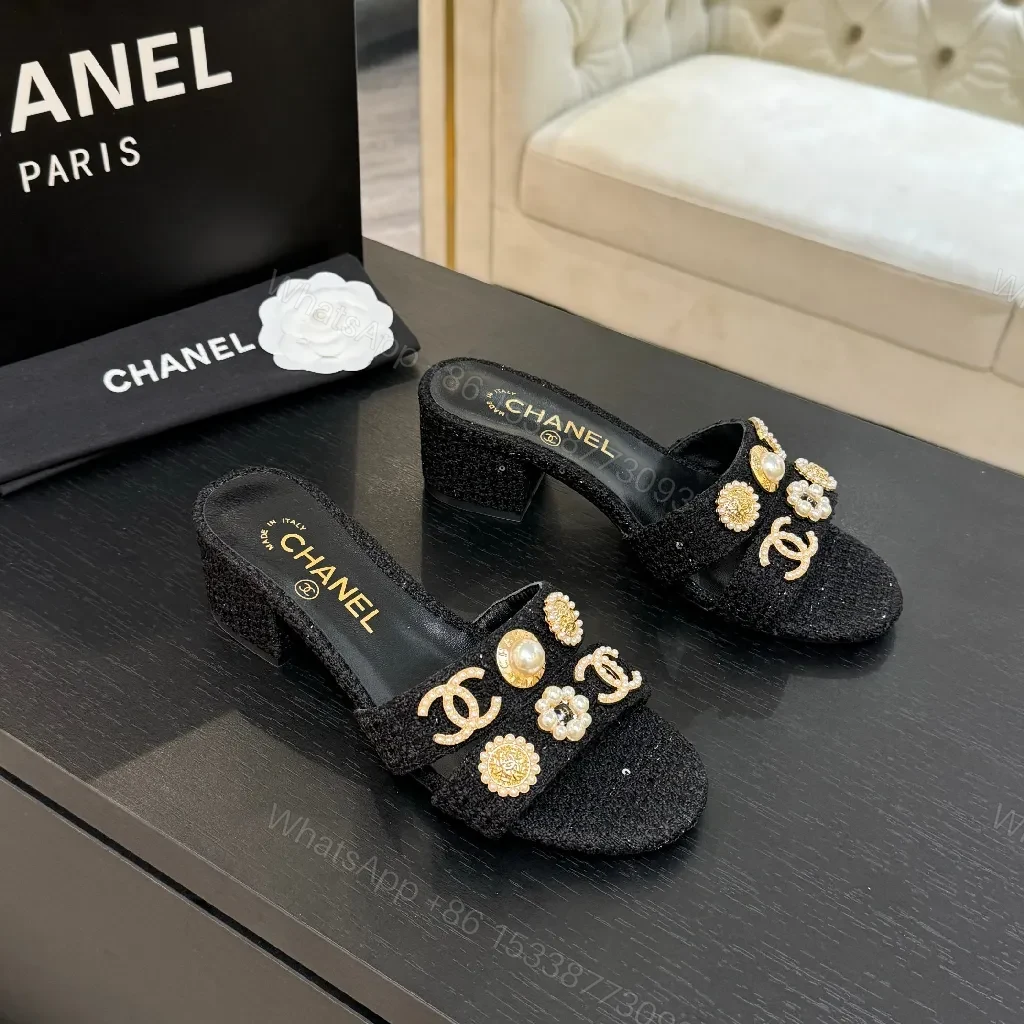Graphite Glitter Mule with Gold-Accent Embellishments, Lux Couture Style — view 1