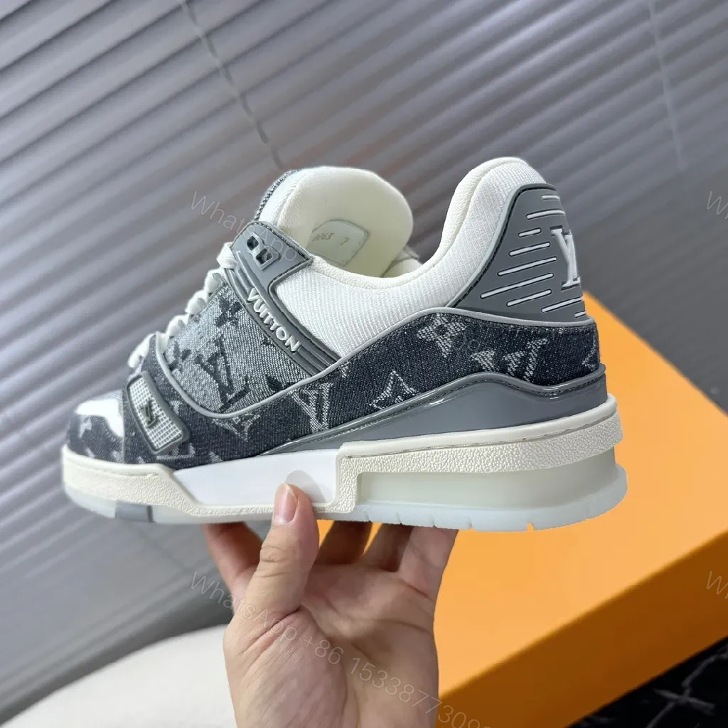 View 5 of Denim-Texture LV Low-Top Sneakers: Modern Luxury, Everyday Ease