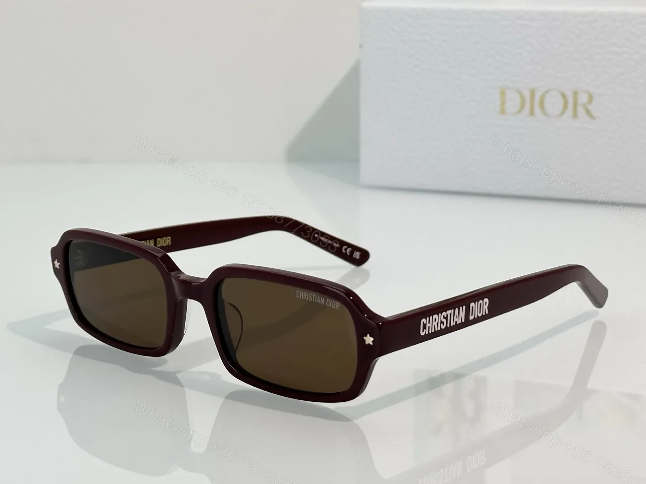 View 5 of Black Acetate Square Sunglasses with Gold Star Accents