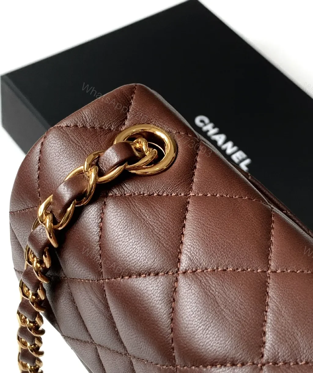 View 8 of Dusty Mauve Quilted Leather Crossbody Bag - Diamond-Quilted Luxury