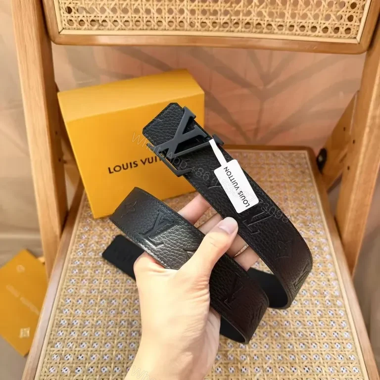 View 2 of Patterned Leather Belt: Subtle LV Texture, Modern, Versatile Style Belt