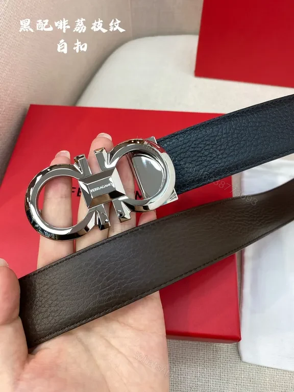 View 2 of Premium Black Leather Belt with Signature Hardware Belt