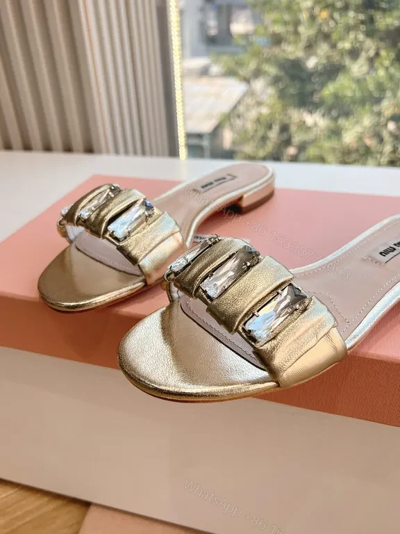 View 2 of Shimmer Metallic slides with Statement Buckle - Luxury Sandals