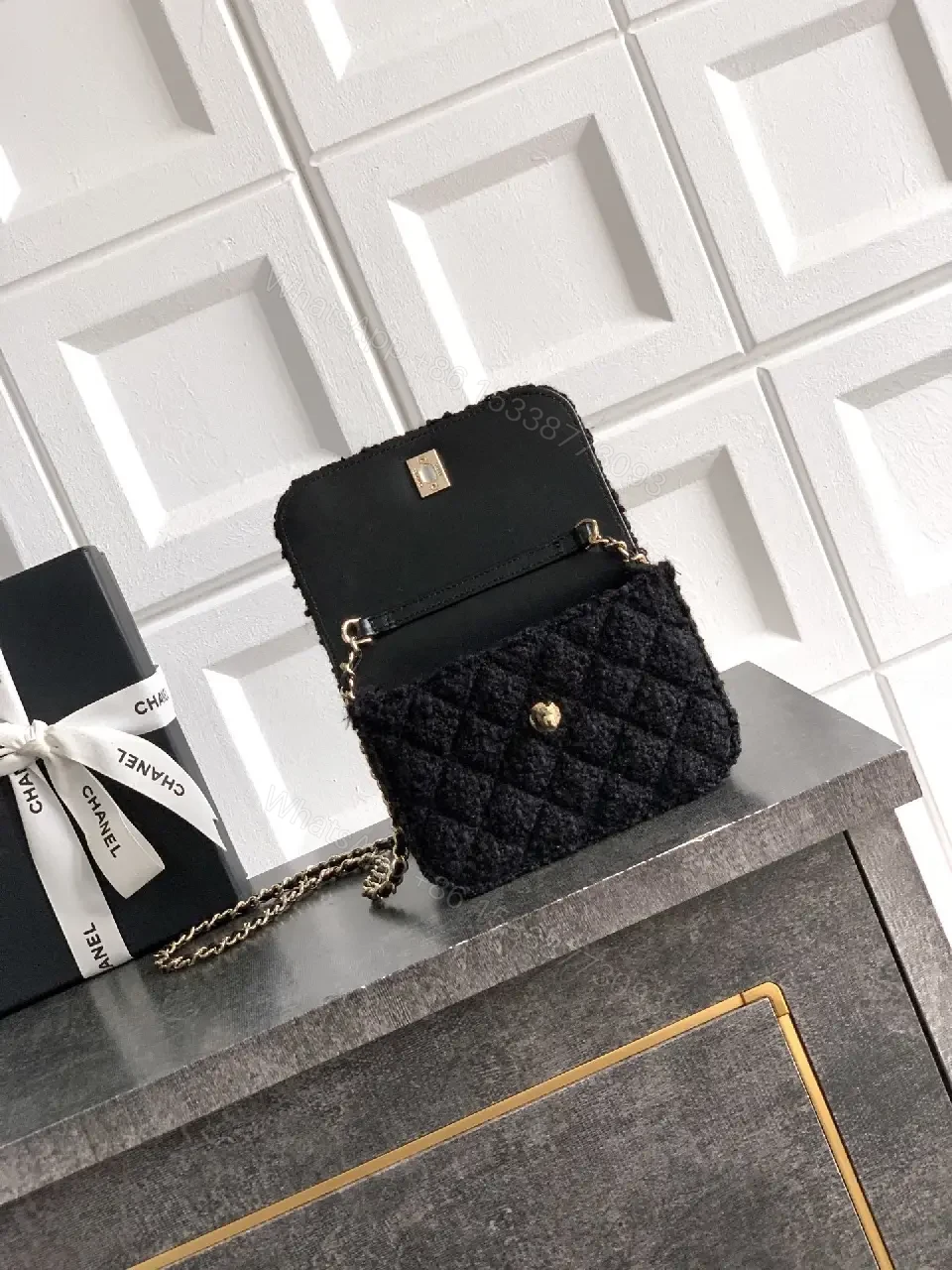 View 2 of Black Fabric Quilted Mini Tote: Sophisticated, Versatile Carryall