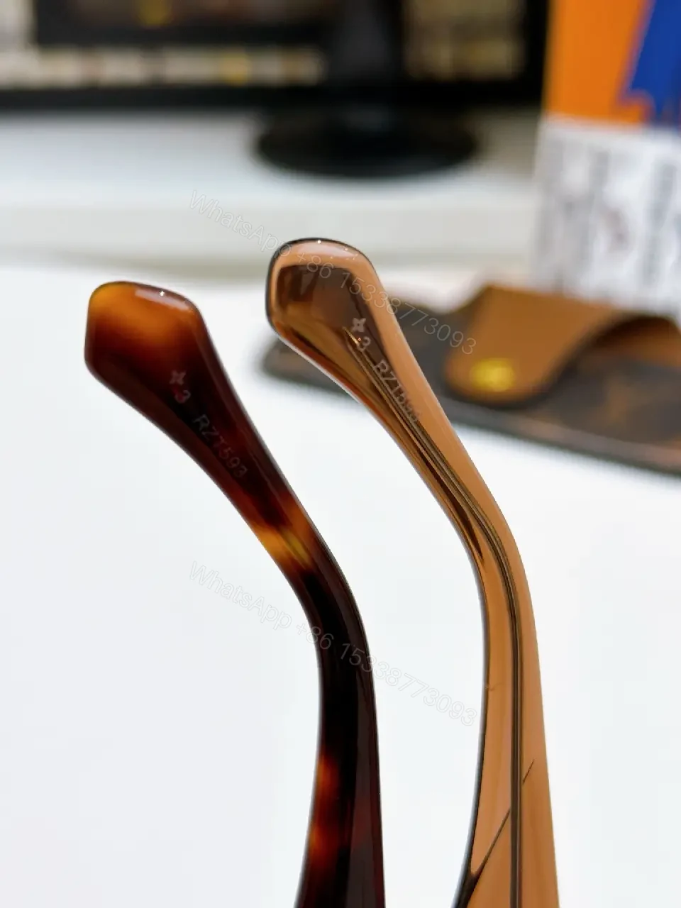 View 7 of Tortoise Acetate Sunglasses: Squared Luxe, LV Accent
