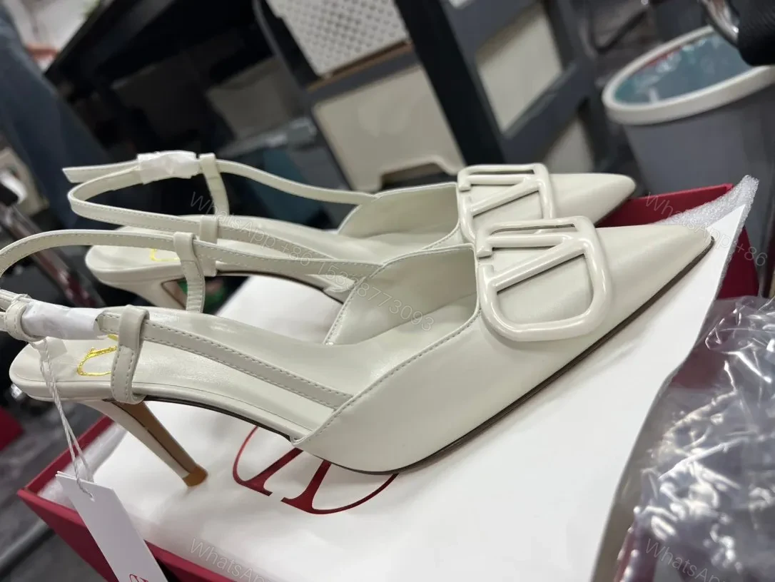 View 3 of Valentino Women White Slingback Leather Pumps