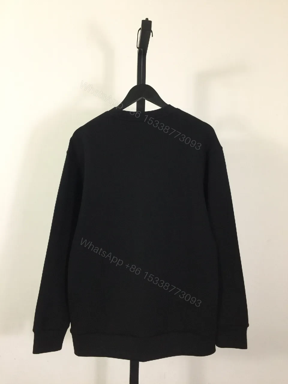 View 4 of Black Cotton-Blend Modern Logo Crewneck Sweatshirt with Crest Details