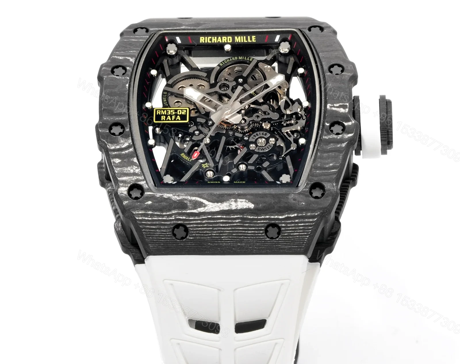 View 3 of Richard Mille RM35-02 Rafael Nadal Automatic Skeleton Watch NTPT Carbon Fiber Black Red Dial RMAL1 Movement Premium Edition RM35-02-RN-NTP-BRD