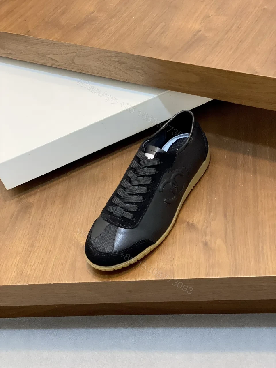 View 8 of Black + Leather + Sneaker + Subtle Designer Accents + Sneakers