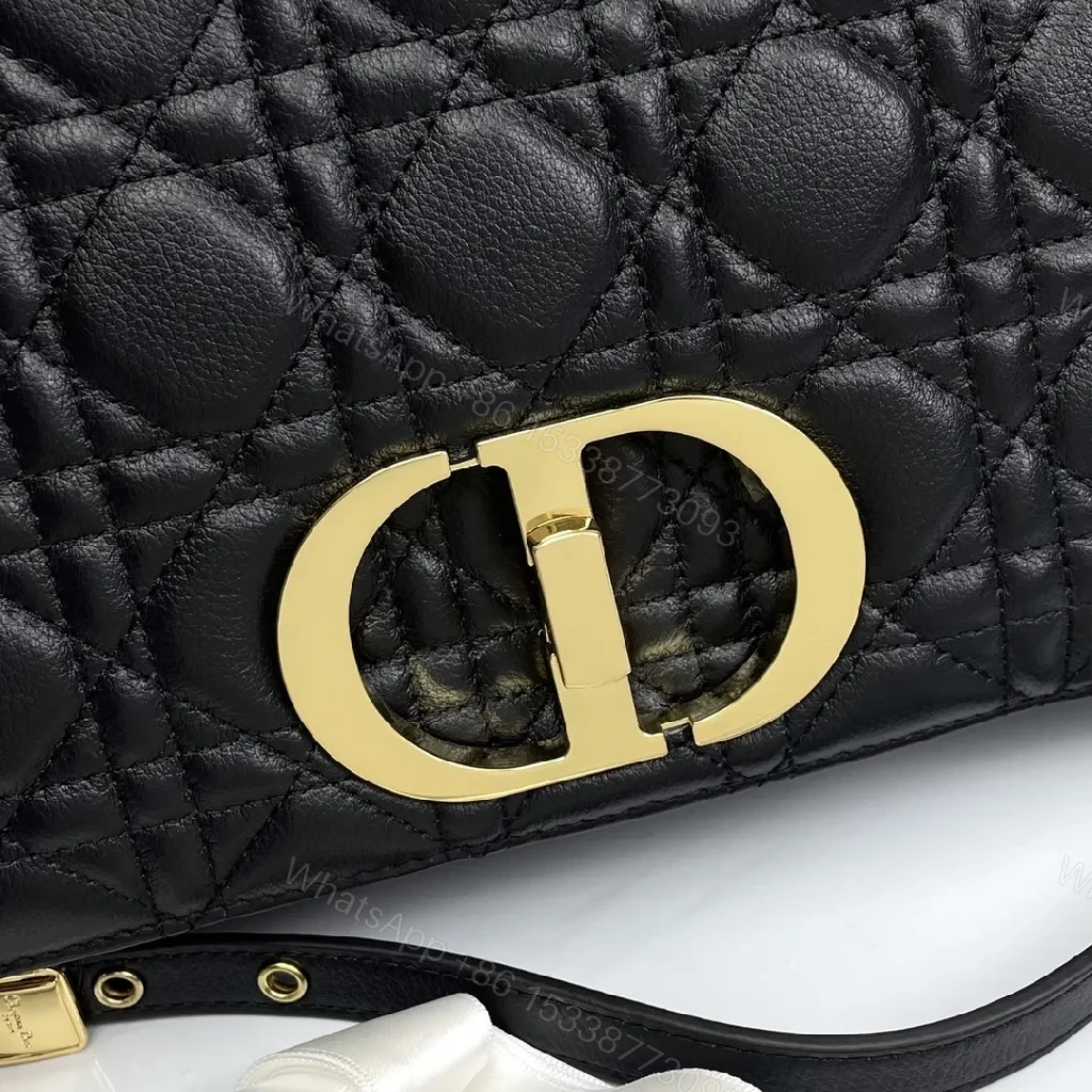 View 7 of Gold-Studded Quilted Crossbody: Black Calfskin, Luxe Yet Practical