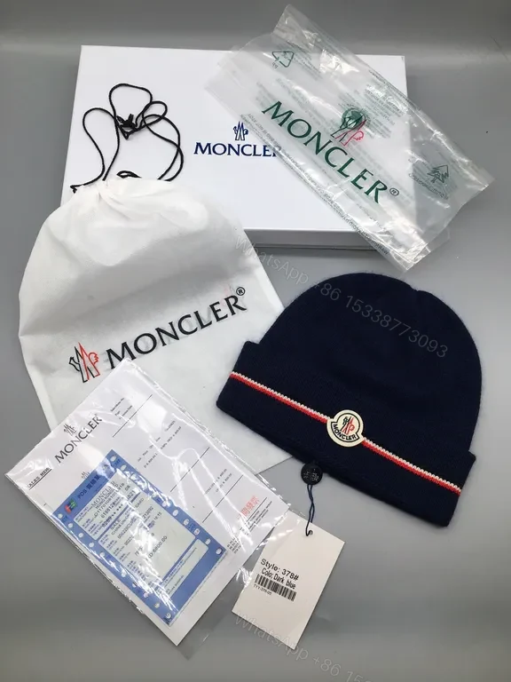 Cozy Moncler Knit Beanie - Signature Patch, Black, Luxury — view 2