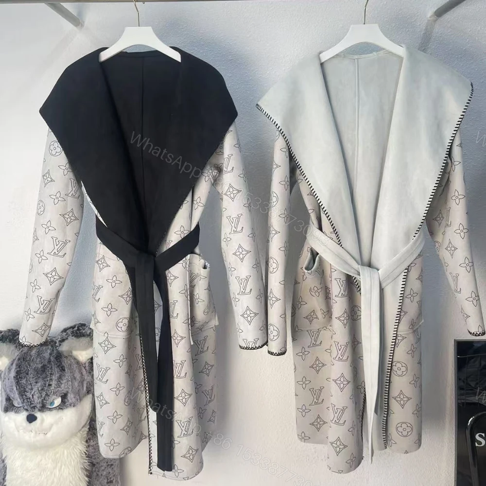 View 4 of Louis Vuitton Reversible Mahina Monogram Wrap Coat Black