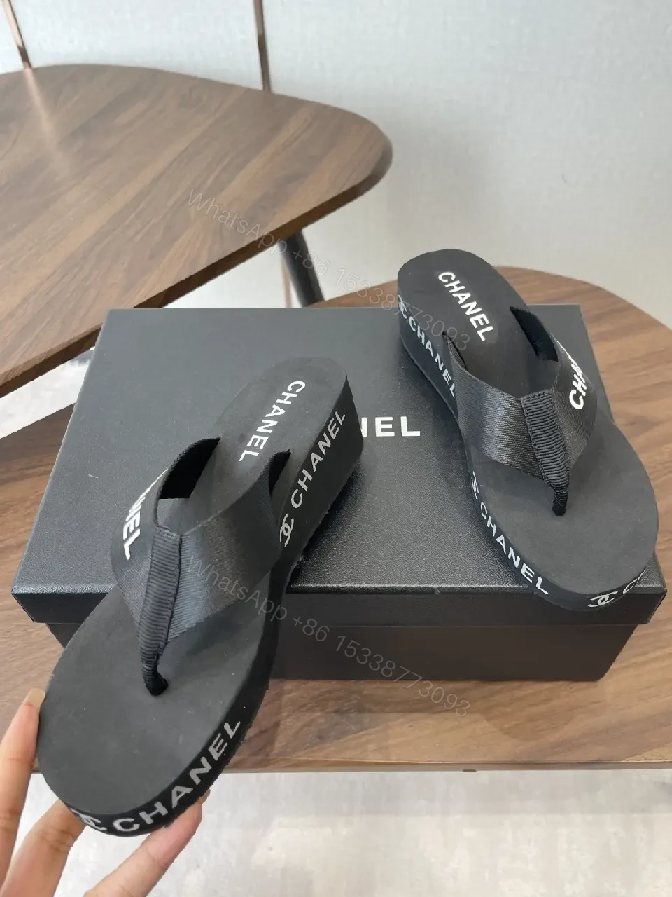 View 2 of Minimalist Black Luxe: Couture-Inspired Flip-Flops with Subtle Logo