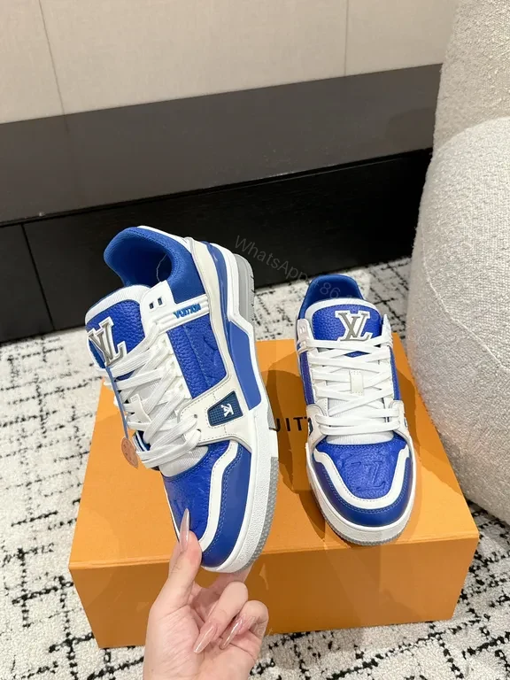 View 7 of Bold Sapphire Luxe High-Top Sneakers with LV-Style Details