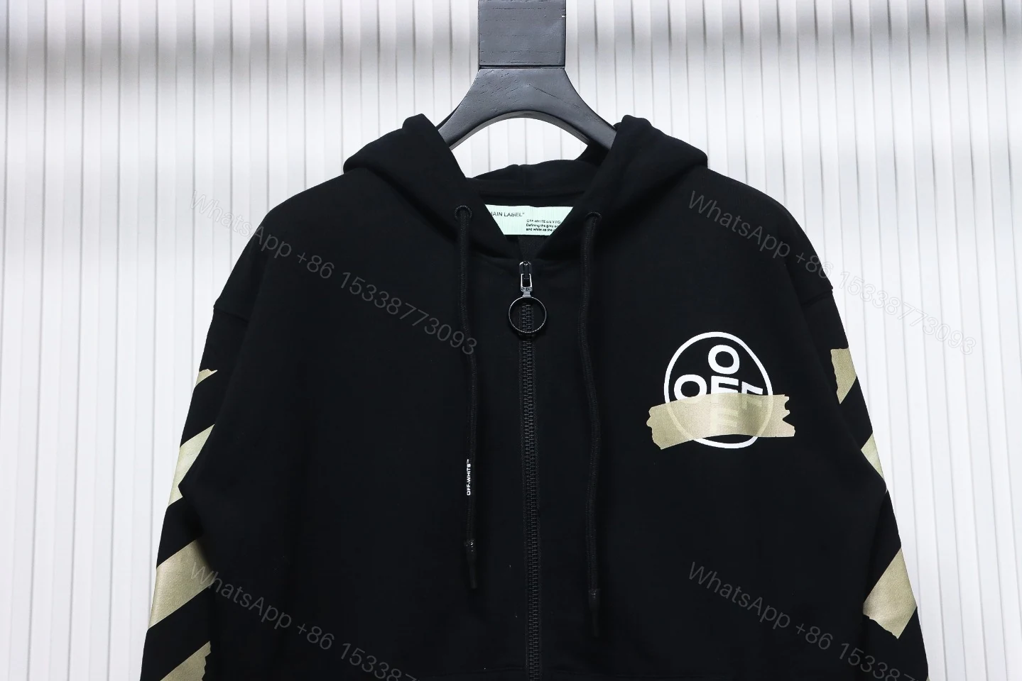 View 3 of Off-White Yellow Rubber Strip Zipper Hoodie