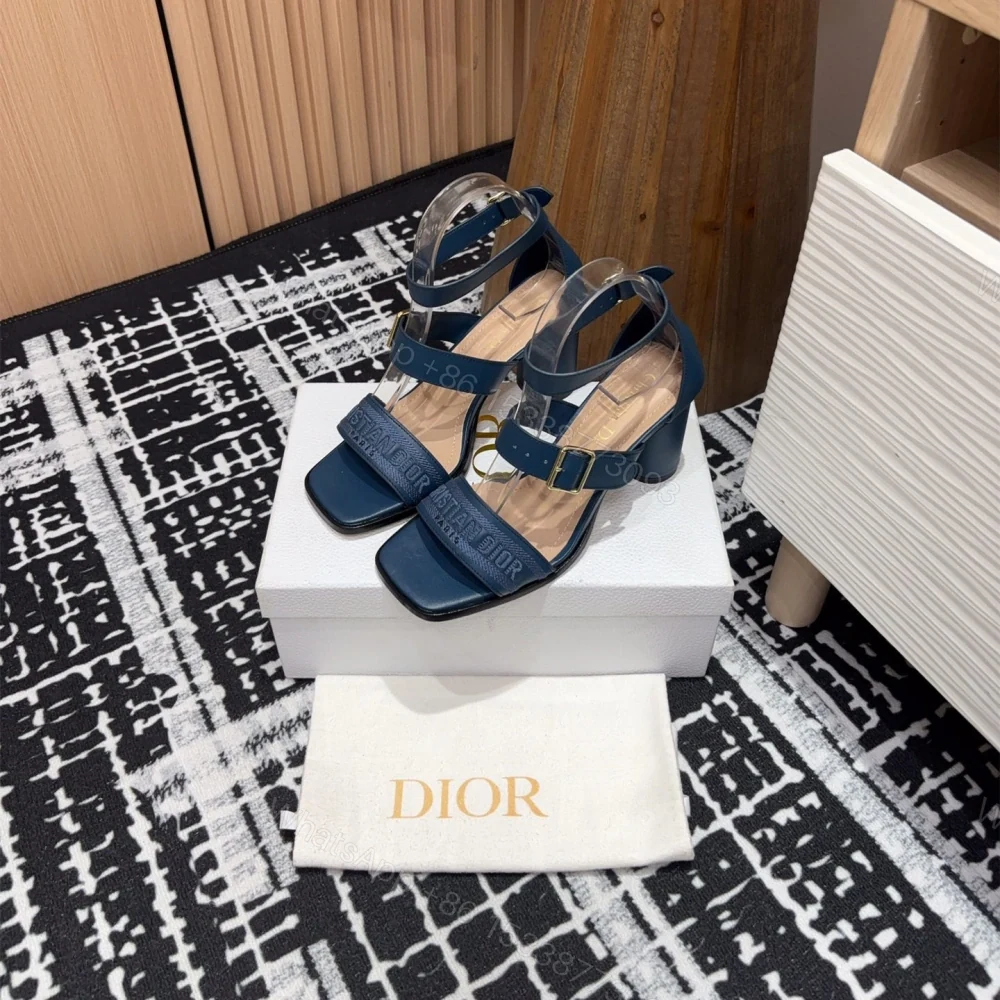 View 3 of 高仿Dior*Dway3系列KDO185高跟刺繡涼鞋藍色免檢版
