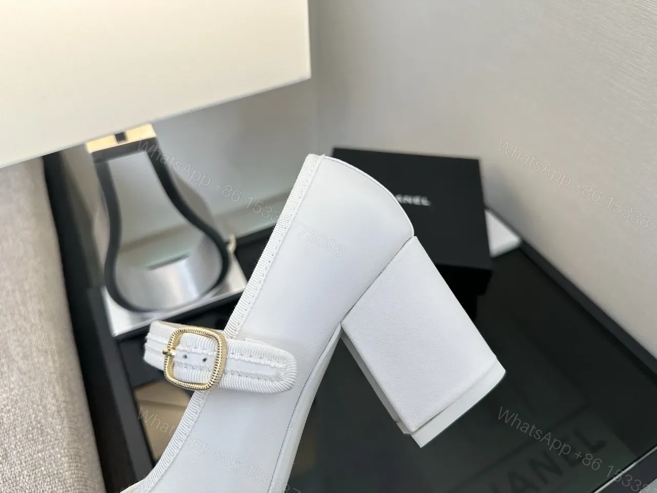 View 2 of White Leather Mary Jane Pumps - Elegant, All-Day Comfort