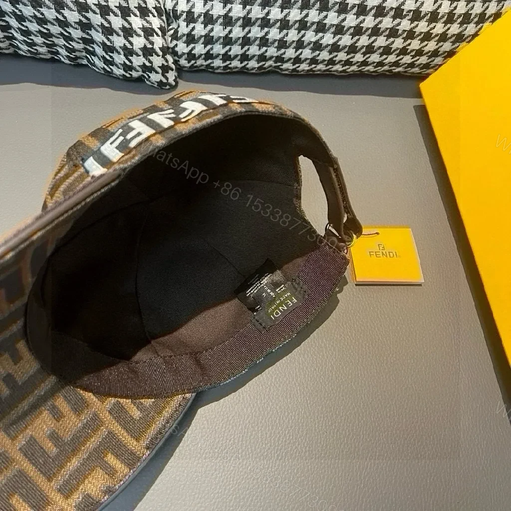 View 6 of Geometric Fendi-Style Cap: Patterned Logo Mesh Cap