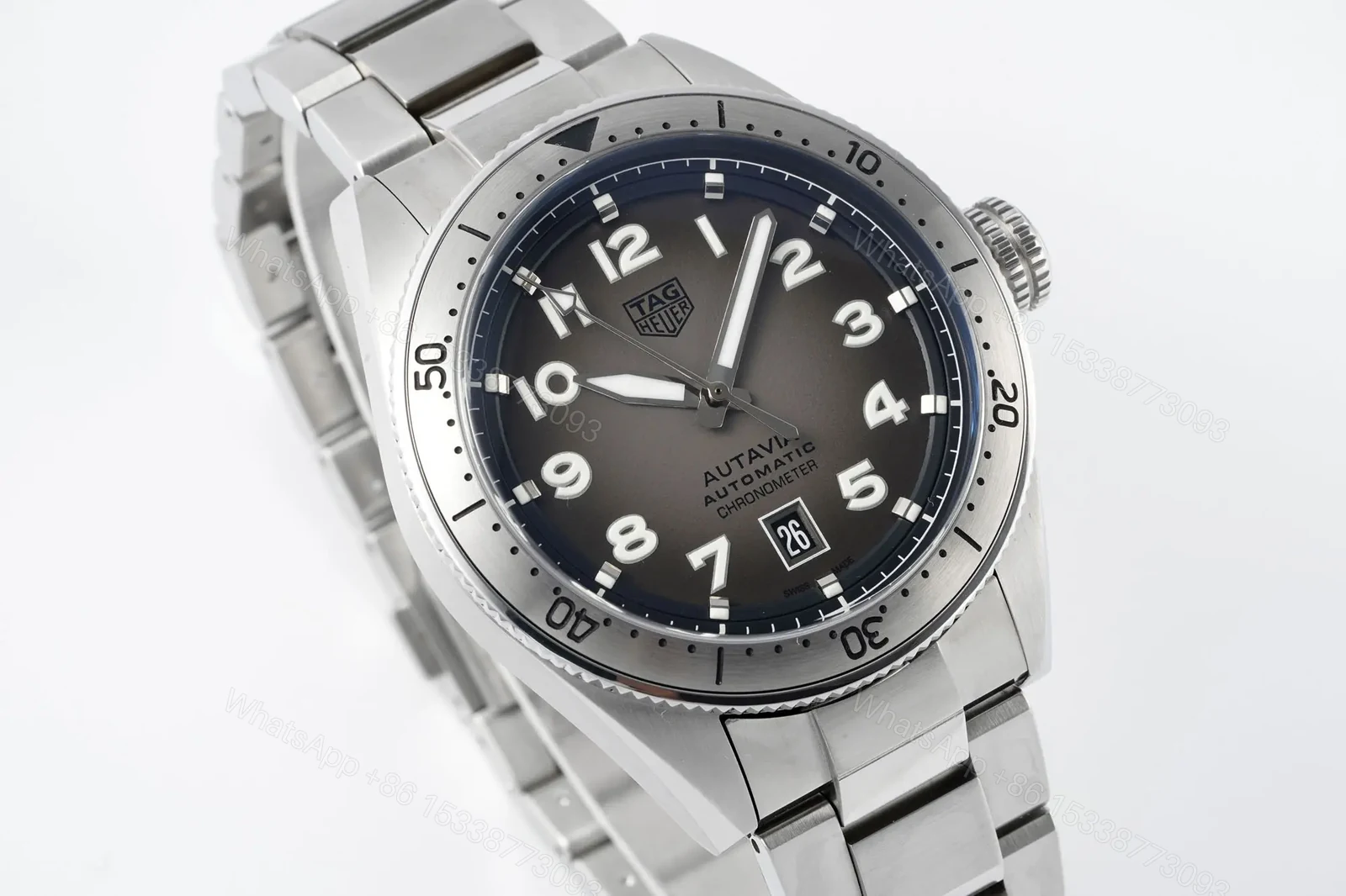 View 9 of V6 Factory TAG Heuer Super Series Watch – Grey Dial, Stainless Steel, Formal and Casual Style, 100m Water Resistance