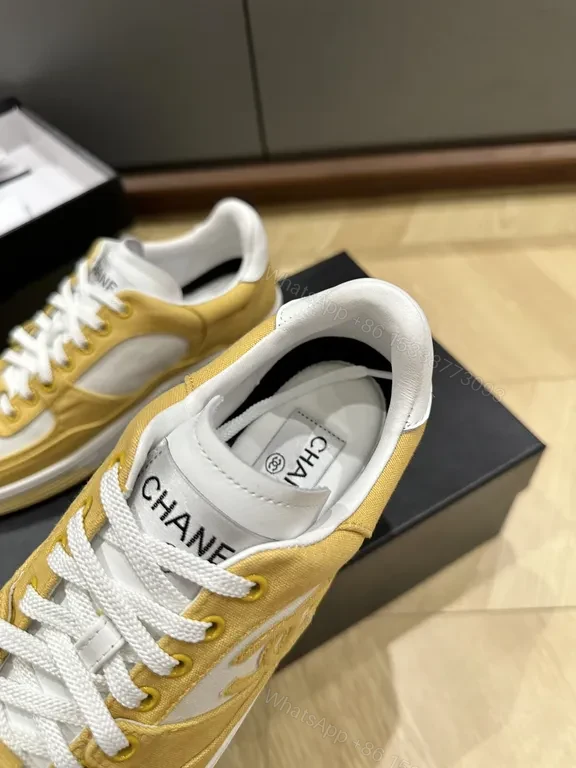 View 4 of Mustard Chanel-Quilted Suede High-Tops Sneakers