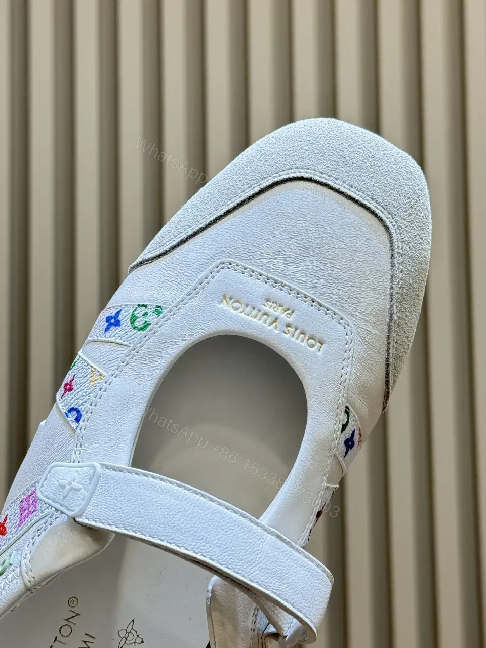 View 9 of White Knit Sneakers - Multicolor LV-Inspired, Cushioned Comfort