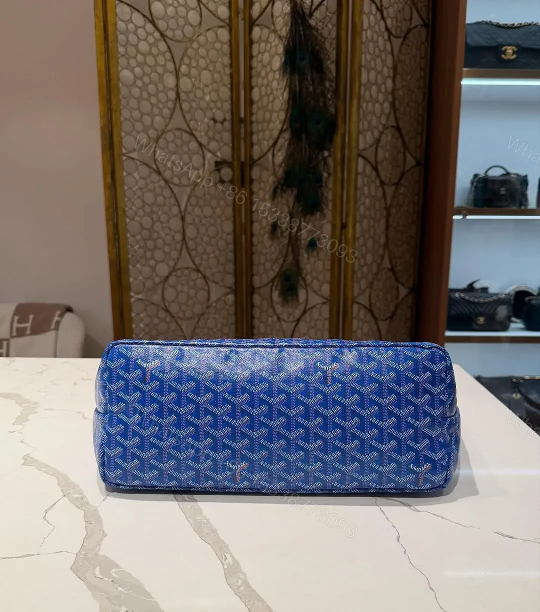 View 2 of Goyard Anjou PM Reversible Tote Bag in Blue Goyardine