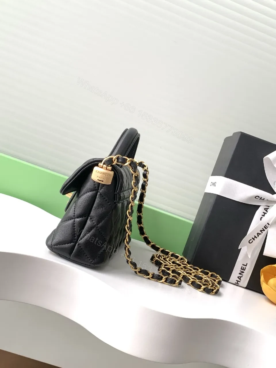 View 5 of Quilted Black Calfskin Flap Bag — Luxury Crossbody/Top-Handle