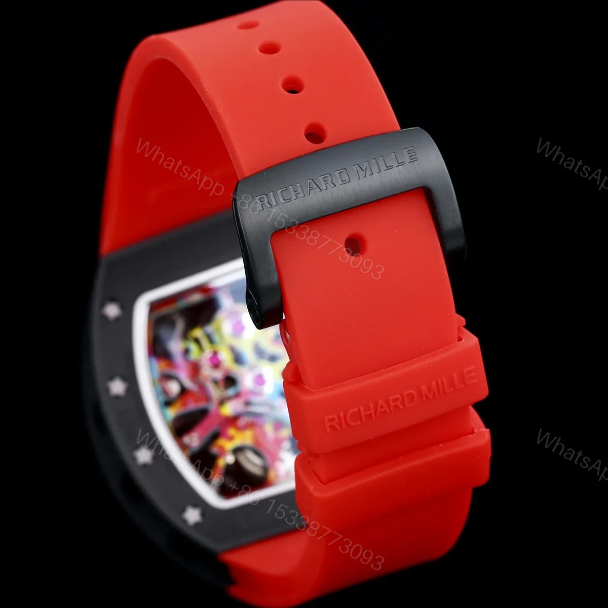 View 9 of Richard Mille RM68-01 Cyril Phan Graffiti Master Edition Automatic Skeleton Watch Colorful Leather Strap Integrated Movement Premium Edition RM-RM68-01-CP-GRA-ART