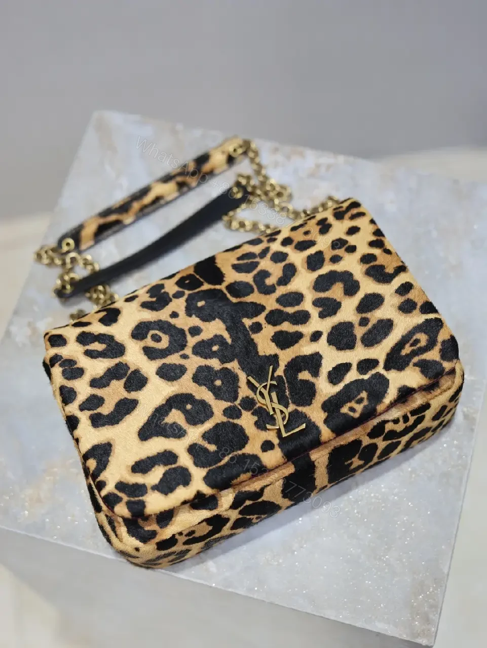 View 9 of Leopard Print Mini Bag with Gold Accent: Compact Luxury Bag