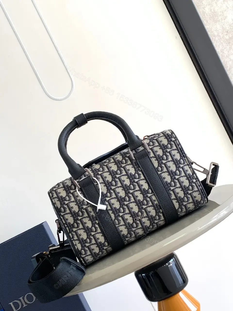 Monogram Satchel: Compact Luxury Everyday Bag with Leather Trim — view 1