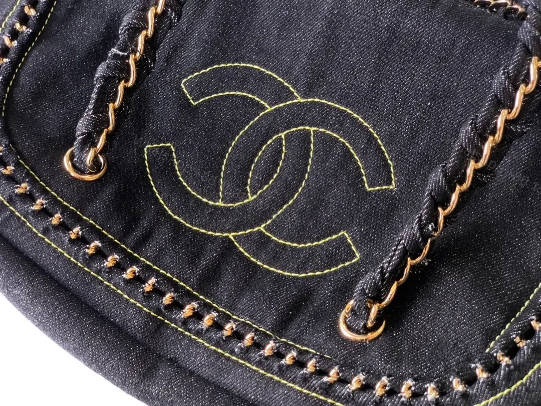 View 8 of Black Velvet Compact Handbag with Gold Stitching