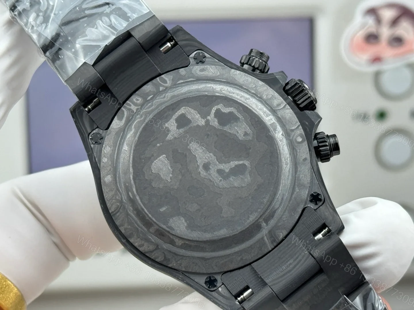 View 8 of Carbon Fiber Daytona Yellow Skeleton Chronograph Watch 40mm Yellow Bezel Carbon Strap Automatic DAY-CARBON-YELLOW-SKELETON-40MM