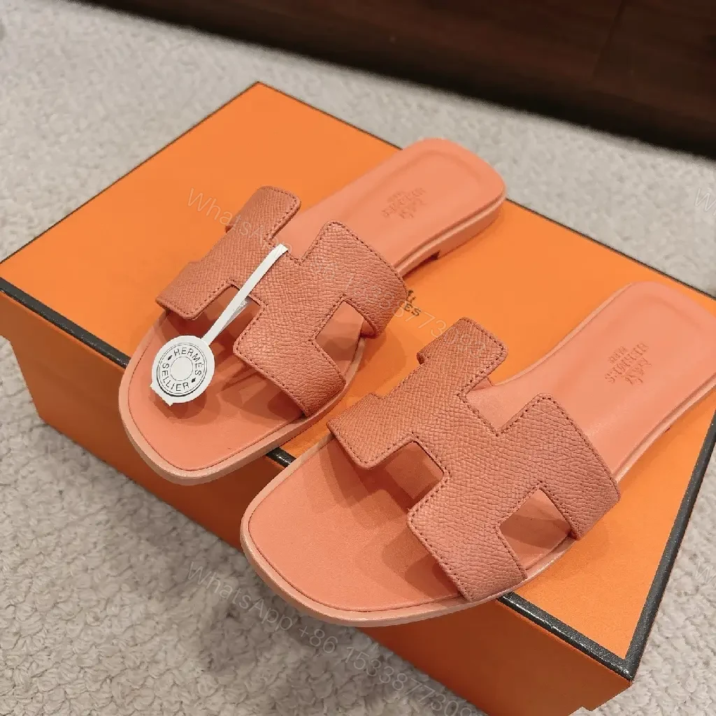 View 8 of Soft Pink Leather Slide with H-Buckle Signature Comfort