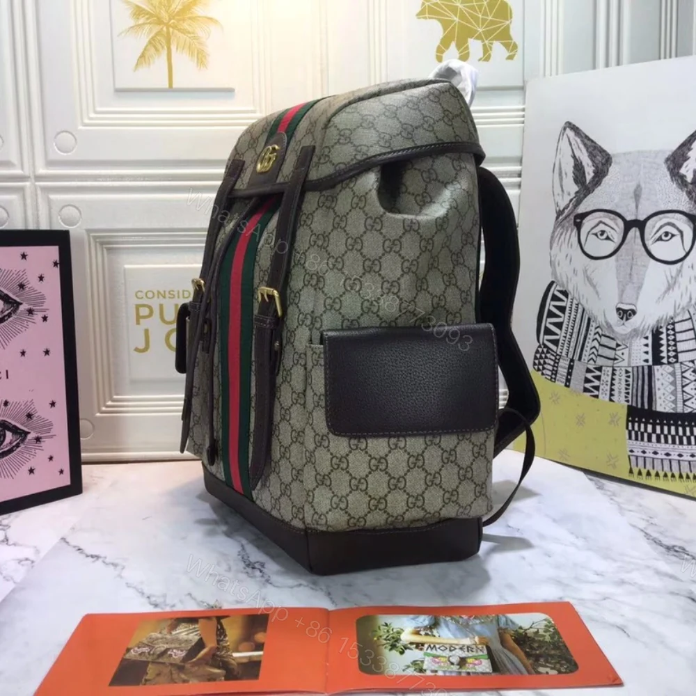 View 3 of Gucci Ophidia GG Medium Large Backpack Beige And Ebony GG Supreme Canvas 40Cm 598140 HUHAT 8564