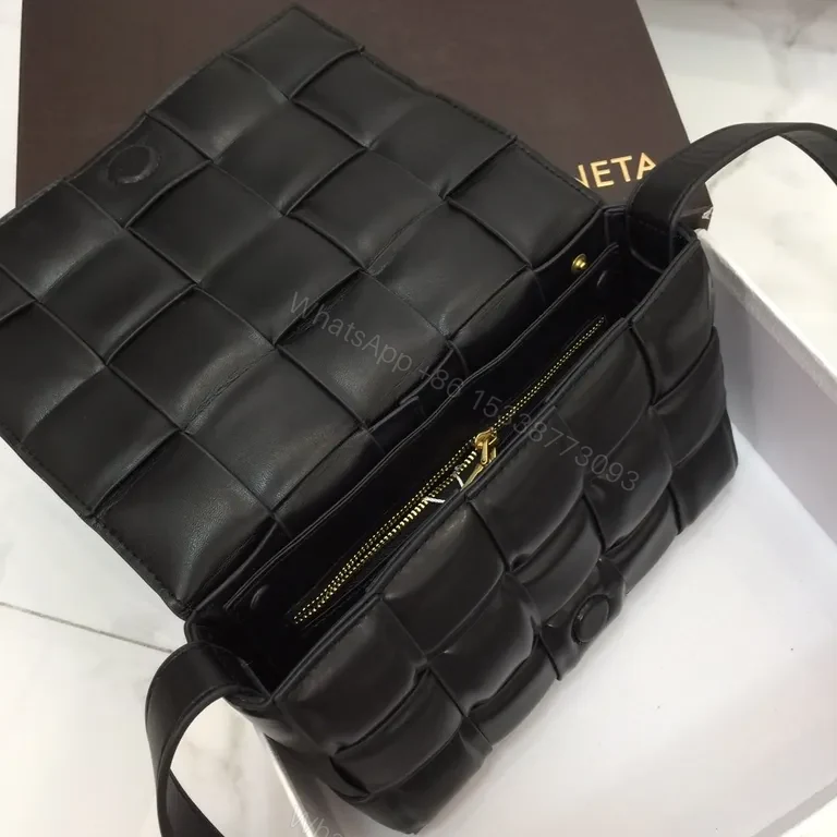 View 4 of Woven Leather Bottega-Inspired Compact Shoulder Bag