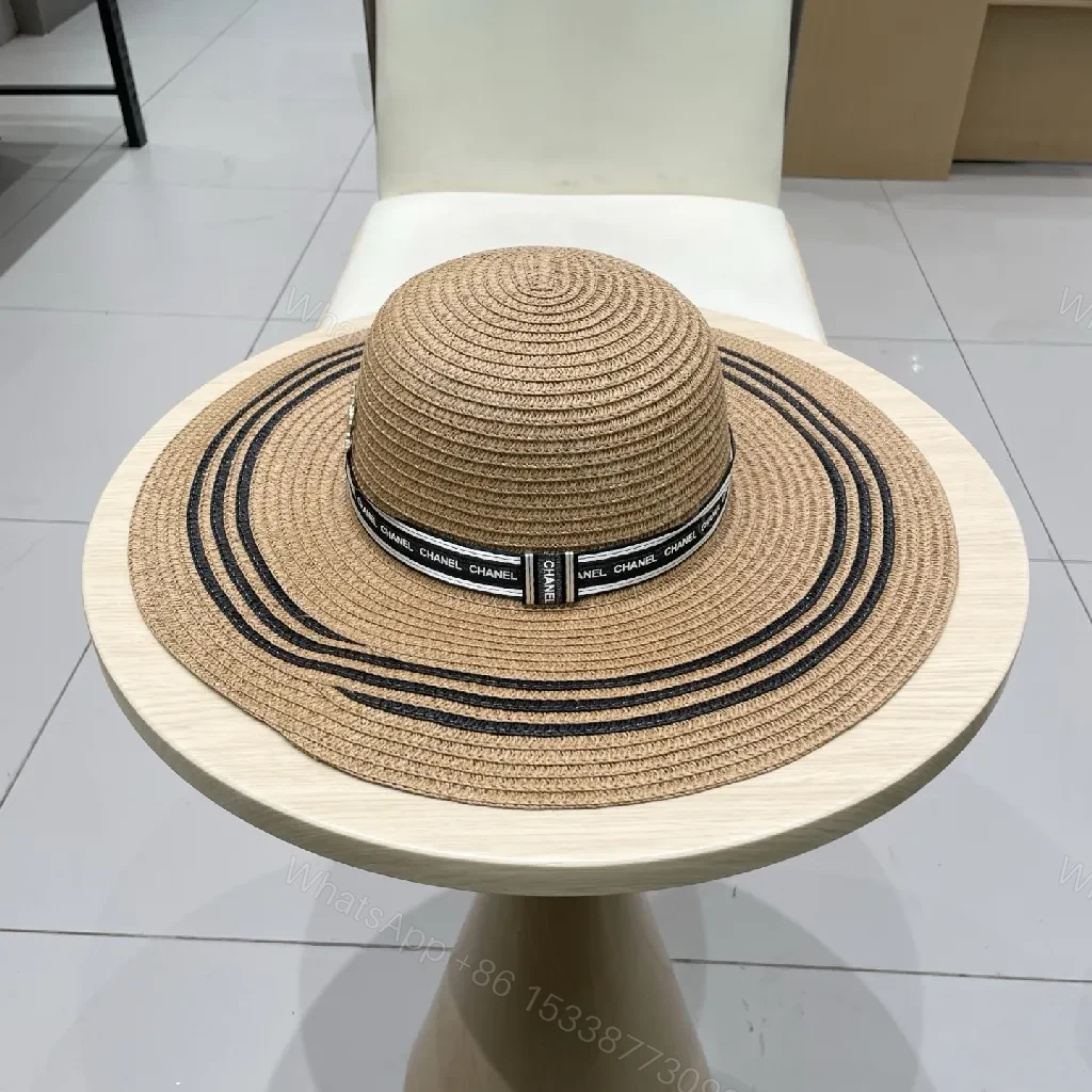 View 8 of Woven Straw Wide-Brim Hat with Luxe Band