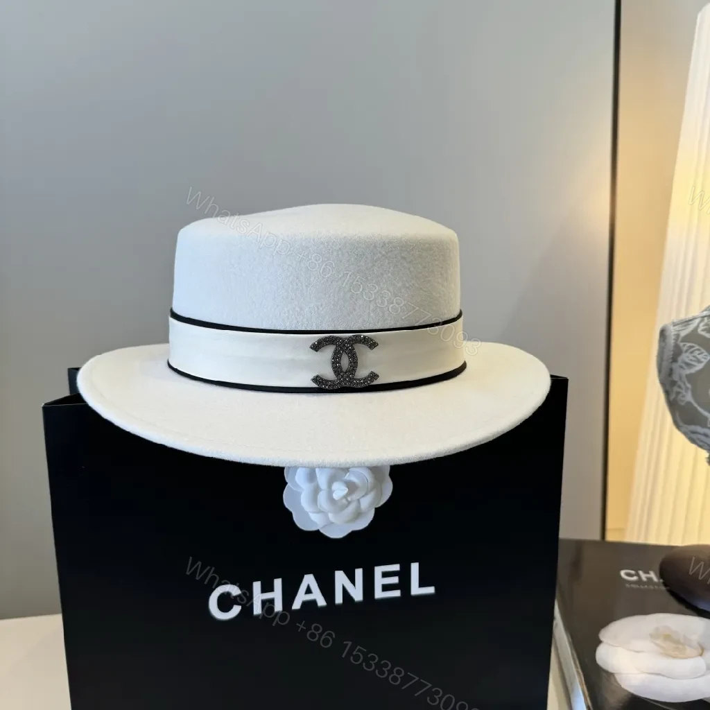 Crisp White Wool Fedora with Black Grosgrain Band — view 1