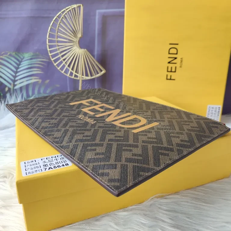 View 7 of Monogrammed Leather Carryall: Luxury Clutch with Fendi Signature