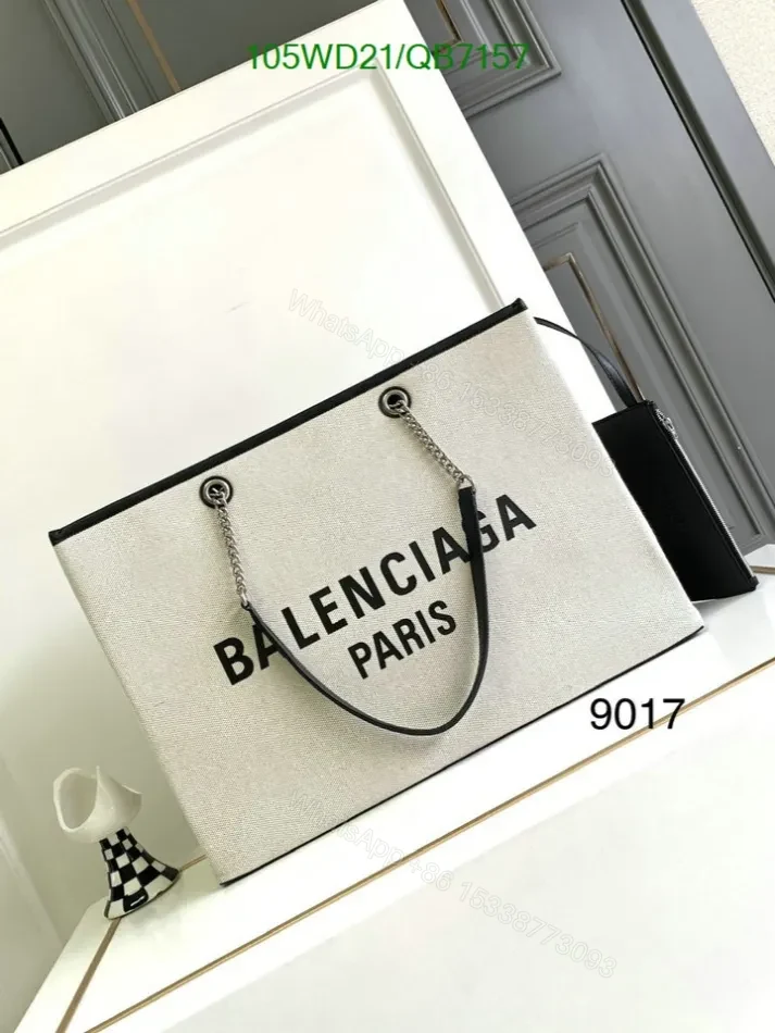 Balenciaga Replica White DUTY Free Tote Bag QB7157 in Natural Canvas — view 1