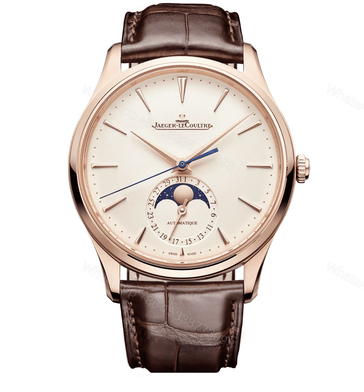 Replica Jaeger LeCoultre Master Ultrathin Moon Rose Gold Leather Strap 39mm — view 1